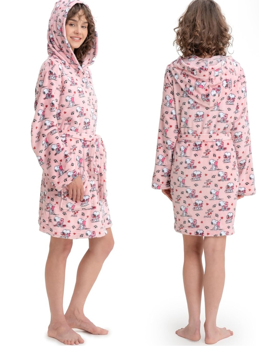 Berkshire Women’s Size X-Large Peanuts® Snoopy VelvetLoft Blush Valentine Robe